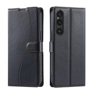 For Sony Xperia 1 V Voltage Ultra-thin Dot Leather Phone Case(Black)