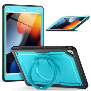 For iPad 10.2 2021 / 2020 / 10.5 2019 Honeycomb Hybrid Tablet Case with Handle Holder & Strap(Light Blue)