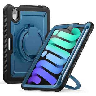 For iPad mini 2024 / mini 6 Honeycomb Hybrid Tablet Case with Handle Holder & Strap(Navy Blue)