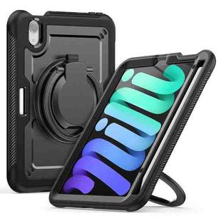For iPad mini 2024 / mini 6 Honeycomb Hybrid Tablet Case with Handle Holder & Strap(Black)