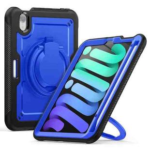 For iPad mini 2024 / mini 6 Honeycomb Hybrid Tablet Case with Handle Holder & Strap(Dark Blue)