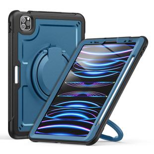 For iPad Pro 11 2022 / Air 10.9 2022 Honeycomb Hybrid Tablet Case with Handle Holder & Strap(Navy Blue)
