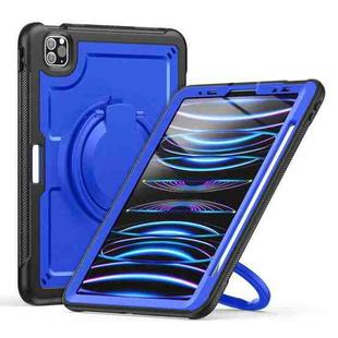 For iPad Pro 11 2022 / Air 10.9 2022 Honeycomb Hybrid Tablet Case with Handle Holder & Strap(Dark Blue)