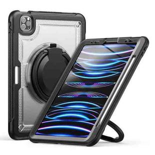 For iPad Pro 11 2022 / Air 10.9 2022 Honeycomb Hybrid Tablet Case with Handle Holder & Strap(Transparent)