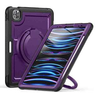 For iPad Pro 11 2022 / Air 10.9 2022 Honeycomb Hybrid Tablet Case with Handle Holder & Strap(Purple)