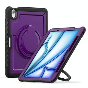 For iPad Air 11 2025 / 2024 Honeycomb Hybrid Tablet Case with Handle Holder & Strap(Purple)