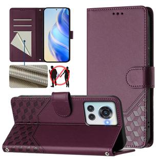 For OnePlus 10R / Ace Honeycomb Embossing RFID Leather Phone Case(Violet)