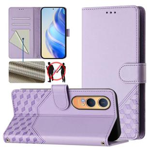 For OnePlus Nord CE4 Lite Honeycomb Embossing RFID Leather Phone Case(Light Purple)