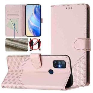 For OnePlus Nord N10 5G Honeycomb Embossing RFID Leather Phone Case(Pink)