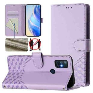 For OnePlus Nord N10 5G Honeycomb Embossing RFID Leather Phone Case(Light Purple)