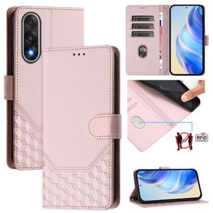 For OnePlus Ace 5 Ultra Honeycomb Embossing RFID Leather Phone Case(Pink)