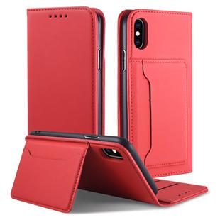For iPhone X / XS Strong Magnetism Shockproof Horizontal Flip Liquid Feel Leather Case with Holder & Card Slots & Wallet(Red)