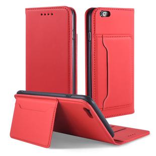 For iPhone 6 / 6s Strong Magnetism Shockproof Horizontal Flip Liquid Feel Leather Case with Holder & Card Slots & Wallet(Red)