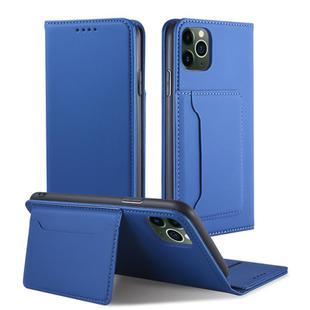 For iPhone 11 Pro Strong Magnetism Shockproof Horizontal Flip Liquid Feel Leather Case with Holder & Card Slots & Wallet(Blue)