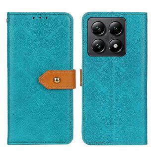 For Xiaomi 14T Pro European Floral Embossed Leather Phone Case(Blue)