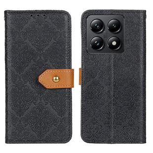 For Xiaomi 14T Pro European Floral Embossed Leather Phone Case(Black)