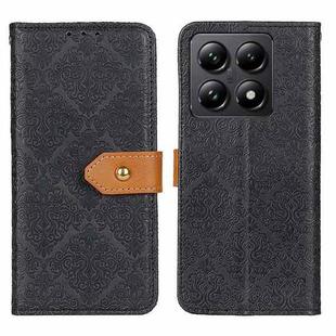 For Xiaomi 14T European Floral Embossed Leather Phone Case(Black)