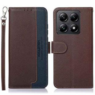 For Xiaomi 14T KHAZNEH Litchi Texture Leather RFID Phone Case(Brown)