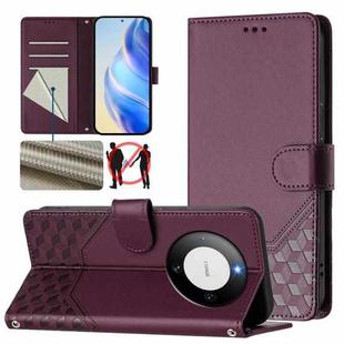 For Huawei Mate 60 Honeycomb Embossing RFID Leather Phone Case(Violet)