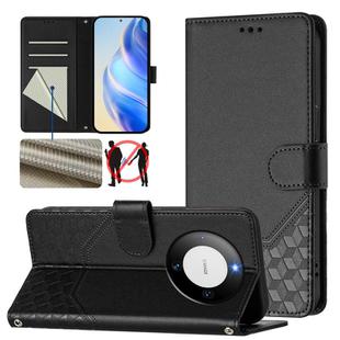 For Huawei Mate 60 Pro / Mate 60 Pro+ Honeycomb Embossing RFID Leather Phone Case(Black)