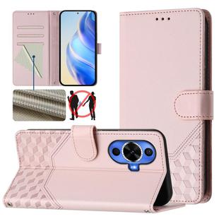 For Huawei nova 12S 4G Honeycomb Embossing RFID Leather Phone Case(Pink)