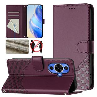 For Huawei nova 12S 4G Honeycomb Embossing RFID Leather Phone Case(Violet)