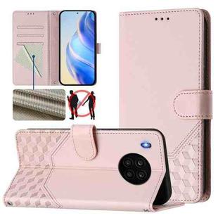 For Huawei nova 8i Honeycomb Embossing RFID Leather Phone Case(Pink)