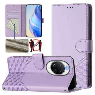 For Huawei nova 14 Ultra 5G Honeycomb Embossing RFID Leather Phone Case(Light Purple)