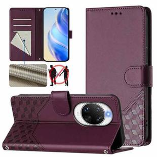 For Huawei nova 14 Ultra 5G Honeycomb Embossing RFID Leather Phone Case(Violet)