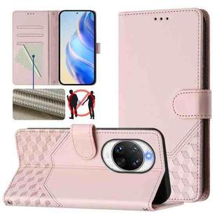 For Huawei nova 14 Pro 5G Honeycomb Embossing RFID Leather Phone Case(Pink)