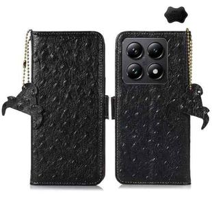 For Xiaomi 14T Ostrich Pattern Genuine Leather RFID Phone Case(Black)