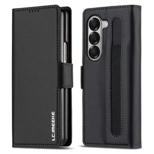 For Samsung Galaxy Z Fold6 LC.IMEEKE L1 Series Frosted Fine Texture PU Phone Case with Pen Slot, Pen Not Included(Black)