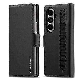 For Samsung Galaxy Z Fold7 5G LC.IMEEKE L1 Series Frosted Fine Texture PU Phone Case with Pen Slot, Pen Not Included(Black)