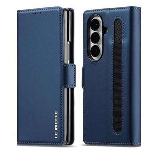 For Samsung Galaxy Z Fold7 5G LC.IMEEKE L1 Series Frosted Fine Texture PU Phone Case with Pen Slot, Pen Not Included(Blue)