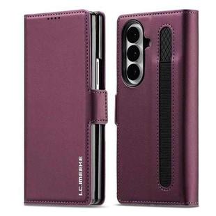 For Samsung Galaxy Z Fold7 5G LC.IMEEKE L1 Series Frosted Fine Texture PU Phone Case with Pen Slot, Pen Not Included(Purple)