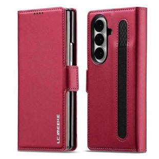 For Samsung Galaxy Z Fold7 5G LC.IMEEKE L1 Series Frosted Fine Texture PU Phone Case with Pen Slot, Pen Not Included(Red)