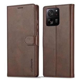 For Xiaomi 14T Pro LC.IMEEKE Calf Texture Leather Phone Case(Coffee)