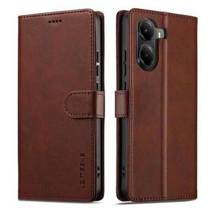 For Xiaomi Poco X7 Pro LC.IMEEKE Calf Texture Leather Phone Case(Coffee)