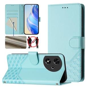 For Honor Play 50 Honeycomb Embossing RFID Leather Phone Case(Mint Green)