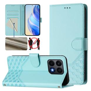 For Honor X8a / X8 5G / X6 4G / X6s 4G Honeycomb Embossing RFID Leather Phone Case(Mint Green)