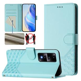 For Honor 80 GT 5G Honeycomb Embossing RFID Leather Phone Case(Mint Green)