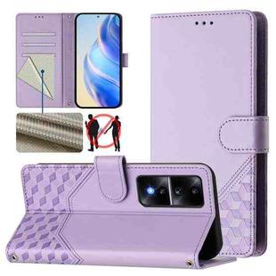 For Honor 80 GT 5G Honeycomb Embossing RFID Leather Phone Case(Light Purple)