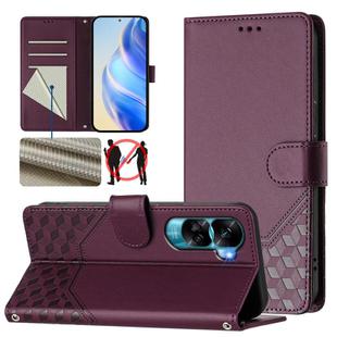 For Honor 90 Lite 5G / X50i 5G Honeycomb Embossing RFID Leather Phone Case(Violet)