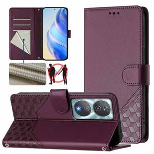 For Honor 90 Smart 5G / X7b 5G / 4G Honeycomb Embossing RFID Leather Phone Case(Violet)