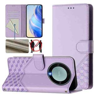 For Honor X40 5G / X9a 5G / Magic5 Lite Honeycomb Embossing RFID Leather Phone Case(Light Purple)