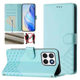 For Honor X8c 4G Honeycomb Embossing RFID Leather Phone Case(Mint Green)