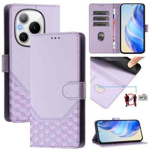 For Honor Power 5G Honeycomb Embossing RFID Leather Phone Case(Light Purple)