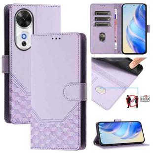 For Honor Play 60 5G Honeycomb Embossing RFID Leather Phone Case(Light Purple)