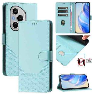 For Honor 400 Pro Global 160.8mm Honeycomb Embossing RFID Leather Phone Case(Mint Green)
