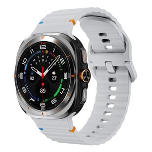 For Samsung Galaxy Watch Ultra 47mm Wavy Grain Stitched Silicone Watch Band(Light Grey)